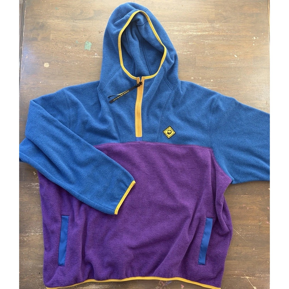 Outdoor Afro x REI Fleece Hoodie 3XL Gray Orange Quarter Zip Pullover Gorpcore